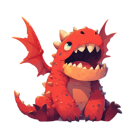 adorable amical rouge dragon monstre png