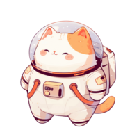 Adorable fat cat wearing space suit png