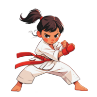 Young woman training karate, wearing red gloves png