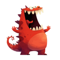 Funny cartoon red monster character png