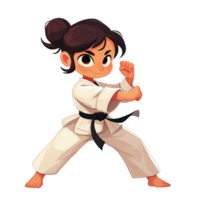 Black belt karate girl cartoon illustration png