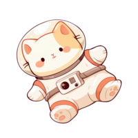 Illustration of cute cat wearing space suit png
