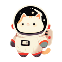 Cartoon happy cat wearing space suit png