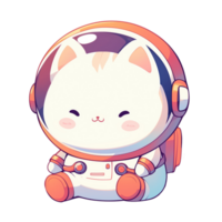 Cute cat astronaut wearing space suit png