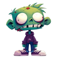 Cartoon funny green zombie character design png