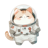 Illustration of cute cat wearing space suit png