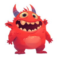 Funny cartoon red monster character png