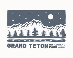 VIntage illustration of Grand Teton National Park Wyoming vector