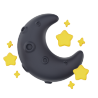 cheio lua noite com estrelas 3d render clima ícones conjunto png