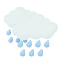 Cloudy Raindrop drizzling 3d render weather icons set png