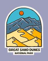 genial arena dunas nacional parque mano dibujo Clásico para t camisa, imprimir, pegatina, Insignia ilustración vector