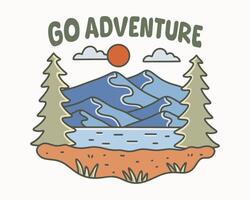 Go adventure to the mountain design for t shirt, sticker, badge, background print and other vector