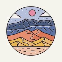 Great Sand Dunes National Park mono line art for t shirt, print, sticker, badge illustration vector