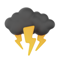 Cloudy thunderstorm 3d render weather icons set png