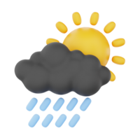 Cloudy heavy rain day 3d render weather icons set png
