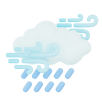 nuageux venteux pluie 3d rendre temps Icônes ensemble png