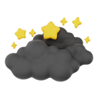 Cloudy night with stars without moon 3d render weather icons set png