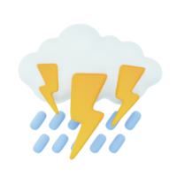 Cloudy day thunderstorm rain 3d render weather icons set png