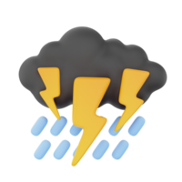 Cloudy night thunderstorm rain 3d render weather icons set png