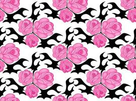 Cute emo roses black and pink seamless pattern y2k, Trendy brutal girly style. illustration. vector