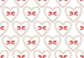 Cute coquette pattern seamless pink ribbon bow and beads isolated on white background. illustration. vector