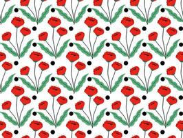 Poppy flower seamless pattern. Red poppies on white background. For textile, wallpapers, print and web design. vector