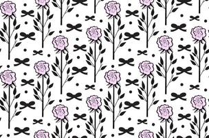 Cute emo oses black and white seamless pattern y2k, Hand drawn girly style. illustration vector