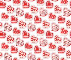 Cute seamless pattern with heart shaped cake. Cakes print coquette. A sweet dessert in the style of y2k. illustration vector