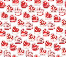 Cute seamless pattern with heart shaped cake. Cakes print coquette. A sweet dessert in the style of y2k. illustration vector