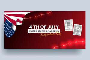 Modern Realistic 4th of July Horizontal Banner Design vector