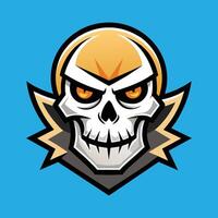 Skull emblem logo. Agressive demonic horned skull. vector