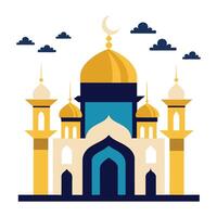 Islamic Mosque Silhouette with Gradient Color. Ramadan Kareem Mosque on White Background vector