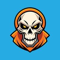 Skull emblem logo. Agressive demonic horned skull. vector