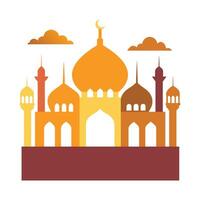 Islamic Mosque Silhouette with Gradient Color. Ramadan Kareem Mosque on White Background vector