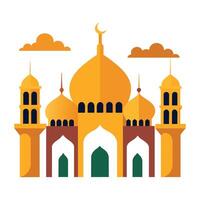 Islamic Mosque Silhouette with Gradient Color. Ramadan Kareem Mosque on White Background vector