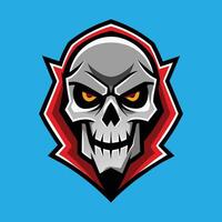 Skull emblem logo. Agressive demonic horned skull. vector