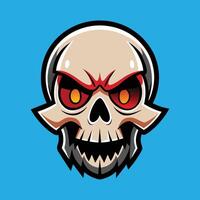 Skull emblem logo. Agressive demonic horned skull. vector