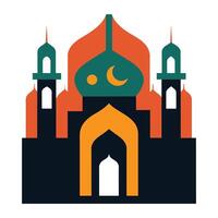 Islamic Mosque Silhouette with Gradient Color. Ramadan Kareem Mosque on White Background vector