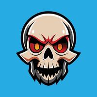 Skull emblem logo. Agressive demonic horned skull. vector