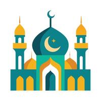 Islamic Mosque Silhouette with Gradient Color. Ramadan Kareem Mosque on White Background vector