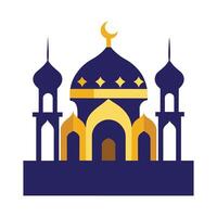 Islamic Mosque Silhouette with Gradient Color. Ramadan Kareem Mosque on White Background vector