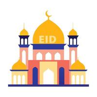 Islamic Mosque Silhouette with Gradient Color. Ramadan Kareem Mosque on White Background vector