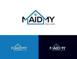 Maid my House Care for cleaning services word mark logo Design Template vector