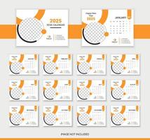 Modern Elegant Desk Calendar 2025, New Year Business calendar design template. vector