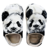Pair of slippers with bear panda face without background png