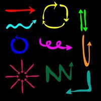 Set of multi-colored arrows on a black background vector