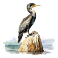 cormorán, pájaro ilustración. acuarela estilo. png