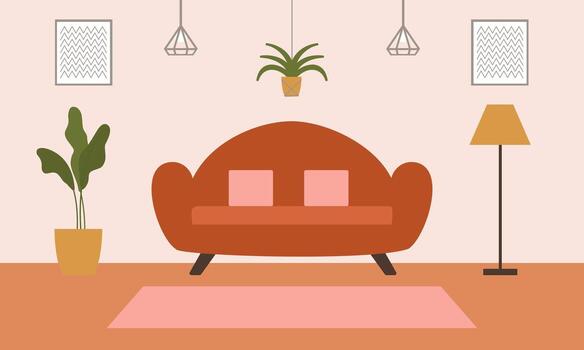 vivo habitación con mueble. acogedor interior con sofá y televisión vector