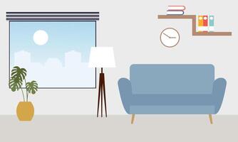 Living room with furniture. Cozy interior with sofa and tv vector