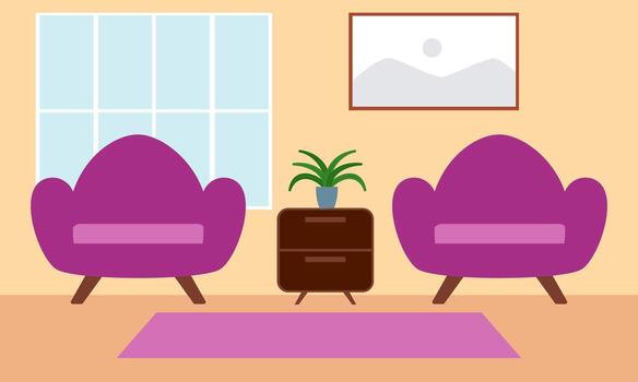 vivo habitación con mueble. acogedor interior con sofá y televisión vector